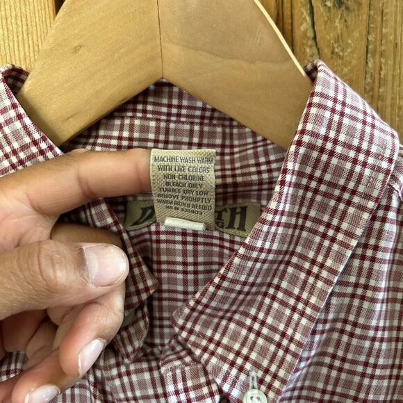 Duluth Trading Company Medium Red White Button Front Shirt Short Sleeve - Picture 5 of 8